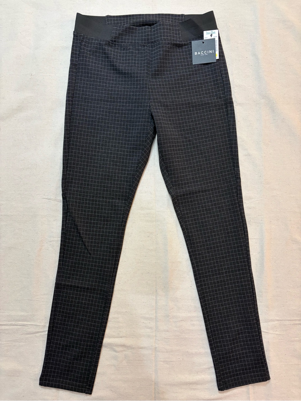 Baccini Black Mini-Grid Ponte Skinny Pants